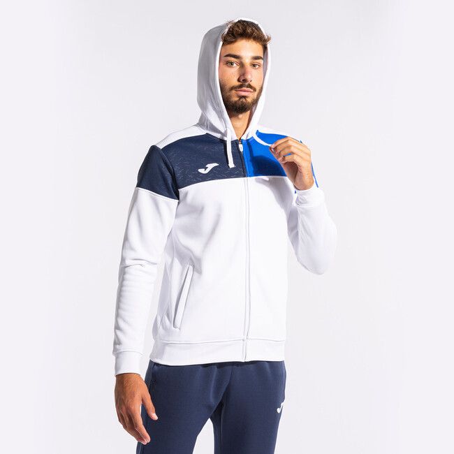 CREW V ZIP-UP HOODIE WHITE ROYAL NAVY S