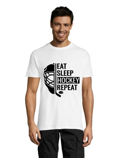 Eat, Sleep, Hockey, Repeat pánské triko bílé 3XS