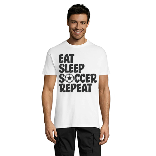 Eat Sleep Soccer Repeat pánské tričko bílé 2XL