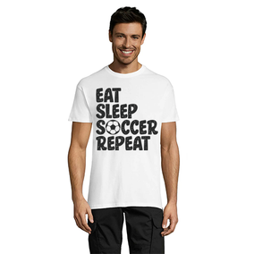 Eat Sleep Soccer Repeat pánské tričko bílé 2XS