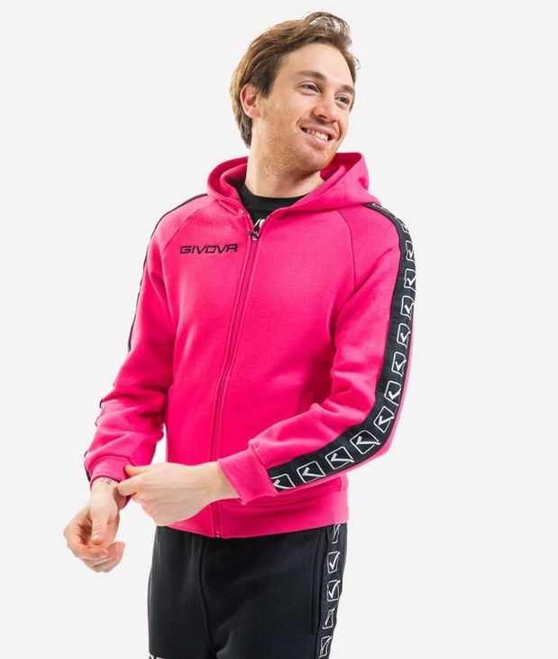 FELPA FULL ZIP BAND mikina fuchsia L