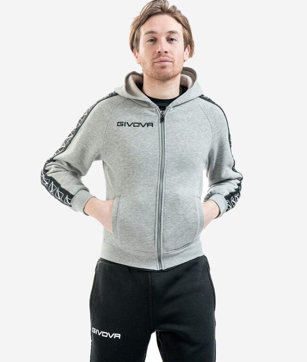 FELPA FULL ZIP BAND mikina světlá melanžová šedá 2XL