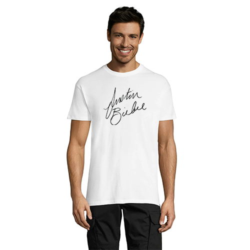 Justin Bieber Signature pánské tričko bílé XL