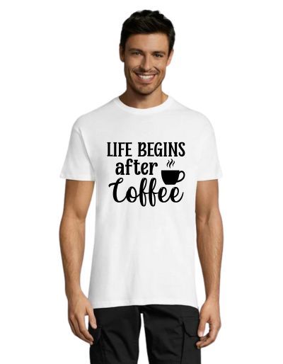 Life begins after Coffee pánské triko bílé 3XS