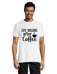 Life begins after Coffee pánské tričko bílé 4XS