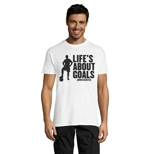 Life's About Goals pánské tričko bílé 4XL