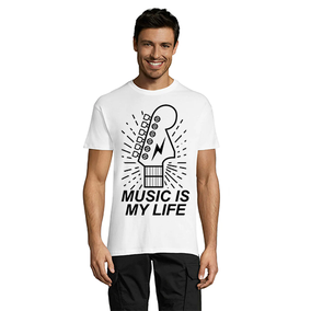 Music is my life pánské tričko bílé 4XS