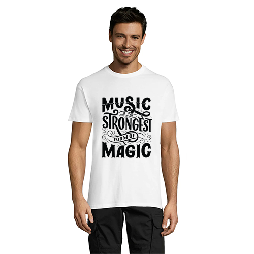 Music je strongest form of magic pánské tričko bílé XS