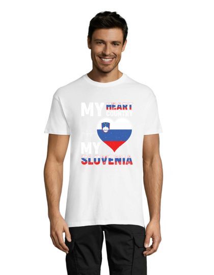 My hearth, my Slovenia pánské triko bílé 2XS