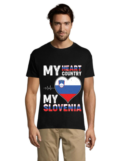 My hearth, my Slovenia pánské triko černé 3XS