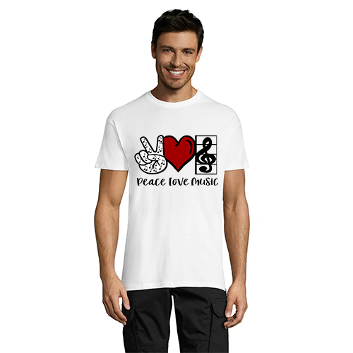 Peace Love Music pánské triko bílé XL