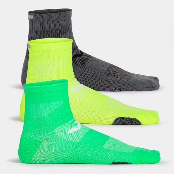 RUNNING NIGHT SOCKS FLUOR GREEN GREY FLUOR YELLOW 39-42