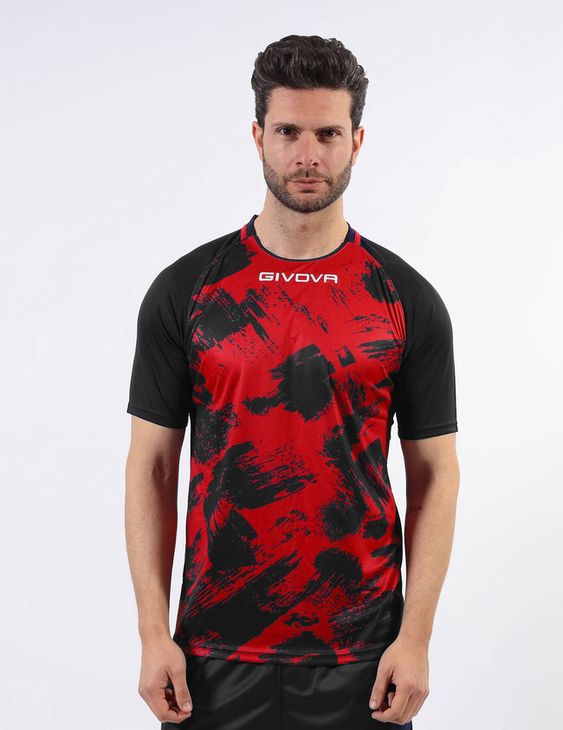 SHIRT ART INTERLOCK M/C ROSSO/NERO Tg. 3XS