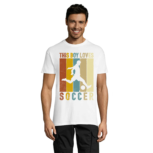This Boy Loves Soccer pánské tričko bílé XL