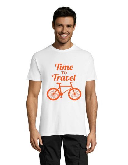 Time to travel with bicycle pánské tričko bílé 2XL