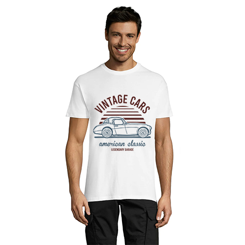 Vintage Cars pánské tričko bílé 5XL