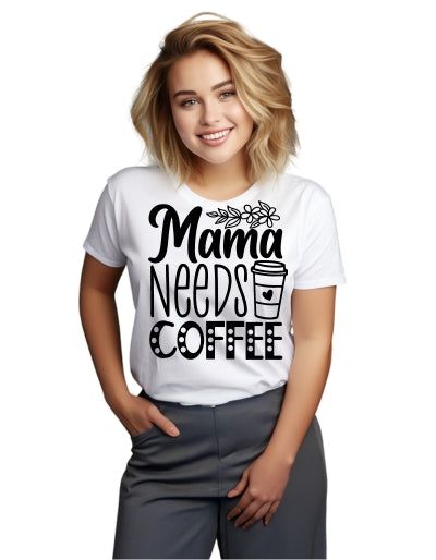 WoMama needs coffee pánské tričko bílé 2XL